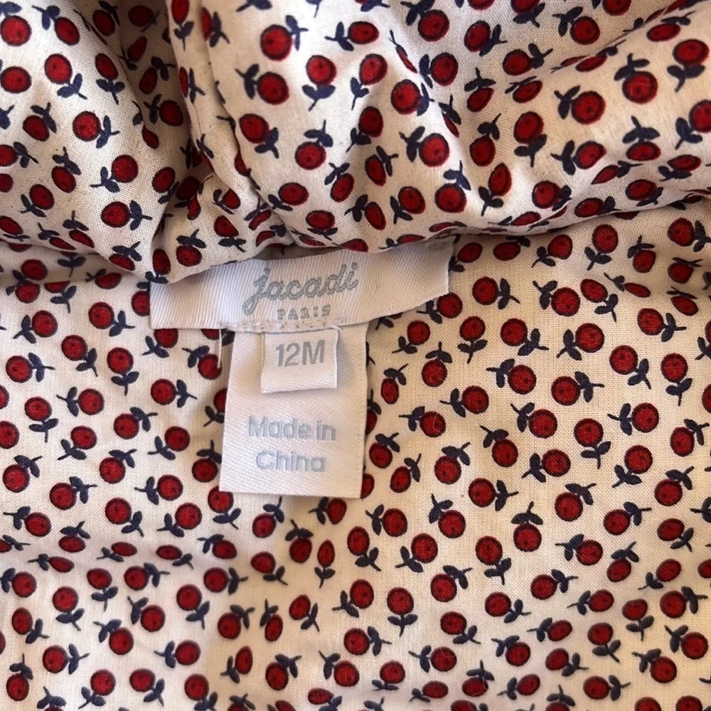 Jacadi red knit cherry lined coat
